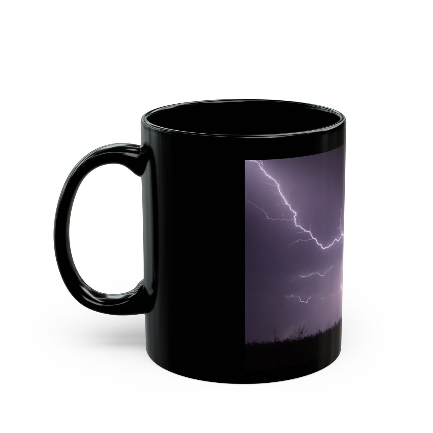 Purple Lightning Black Mug (11oz, 15oz)
