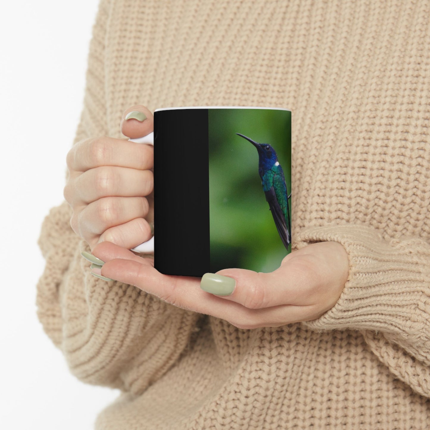 Blue / Green Hummingbird Ceramic Mug, (11oz, 15oz)