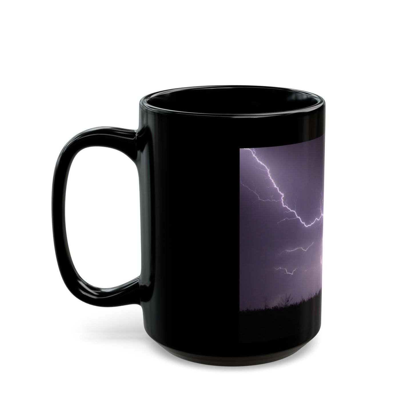 Purple Lightning Black Mug (11oz, 15oz)