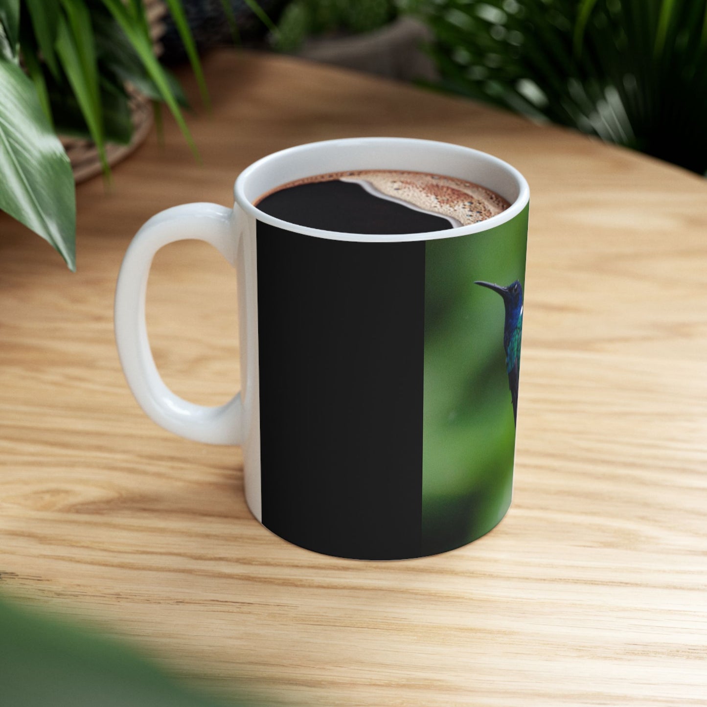 Blue / Green Hummingbird Ceramic Mug, (11oz, 15oz)