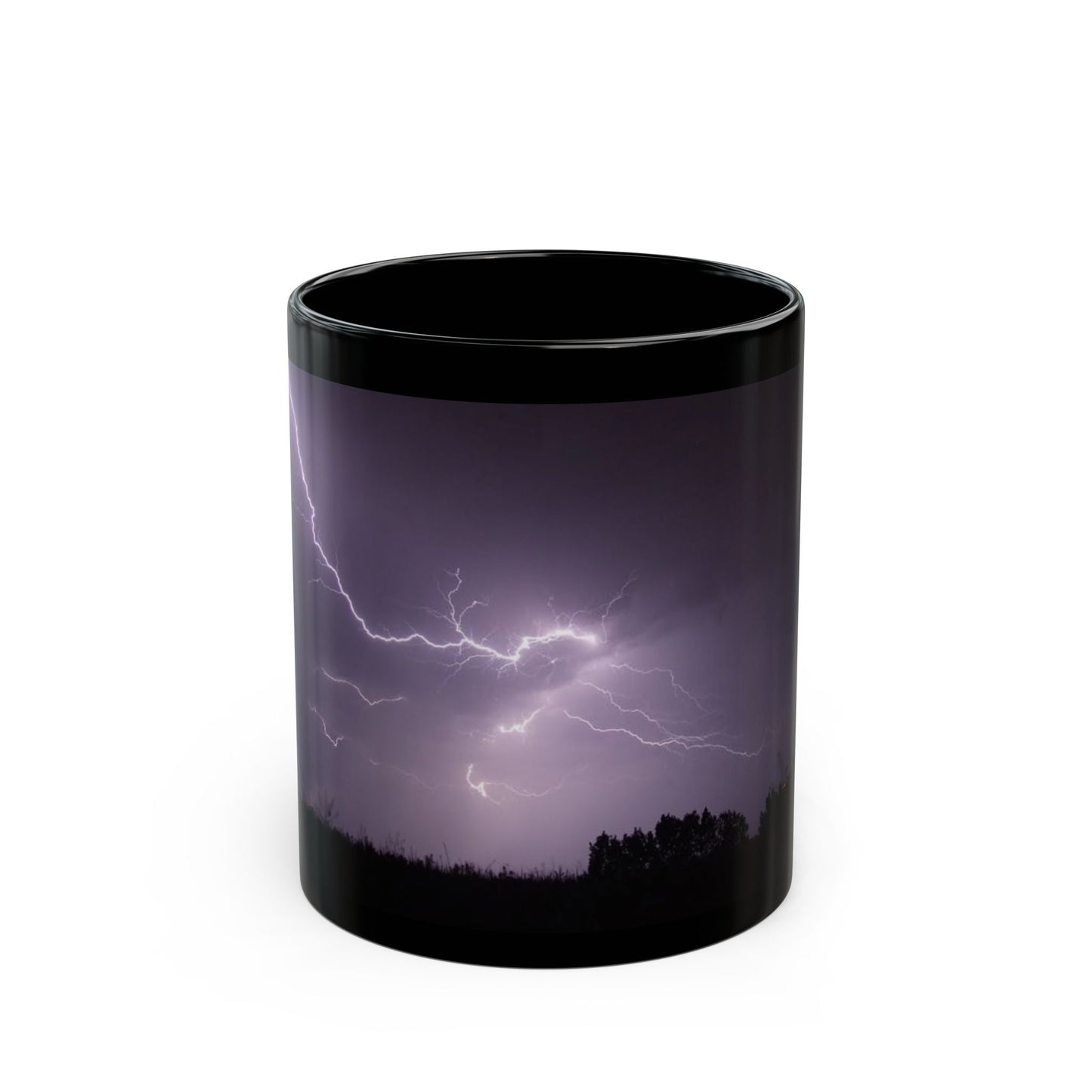 Purple Lightning Black Mug (11oz, 15oz)
